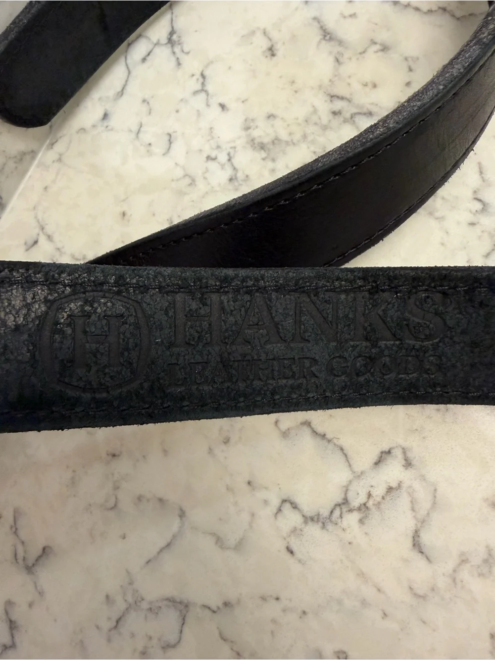 Hanks Belts USA Black Full Grain Leather Belt Matte Black Buckle Size 40